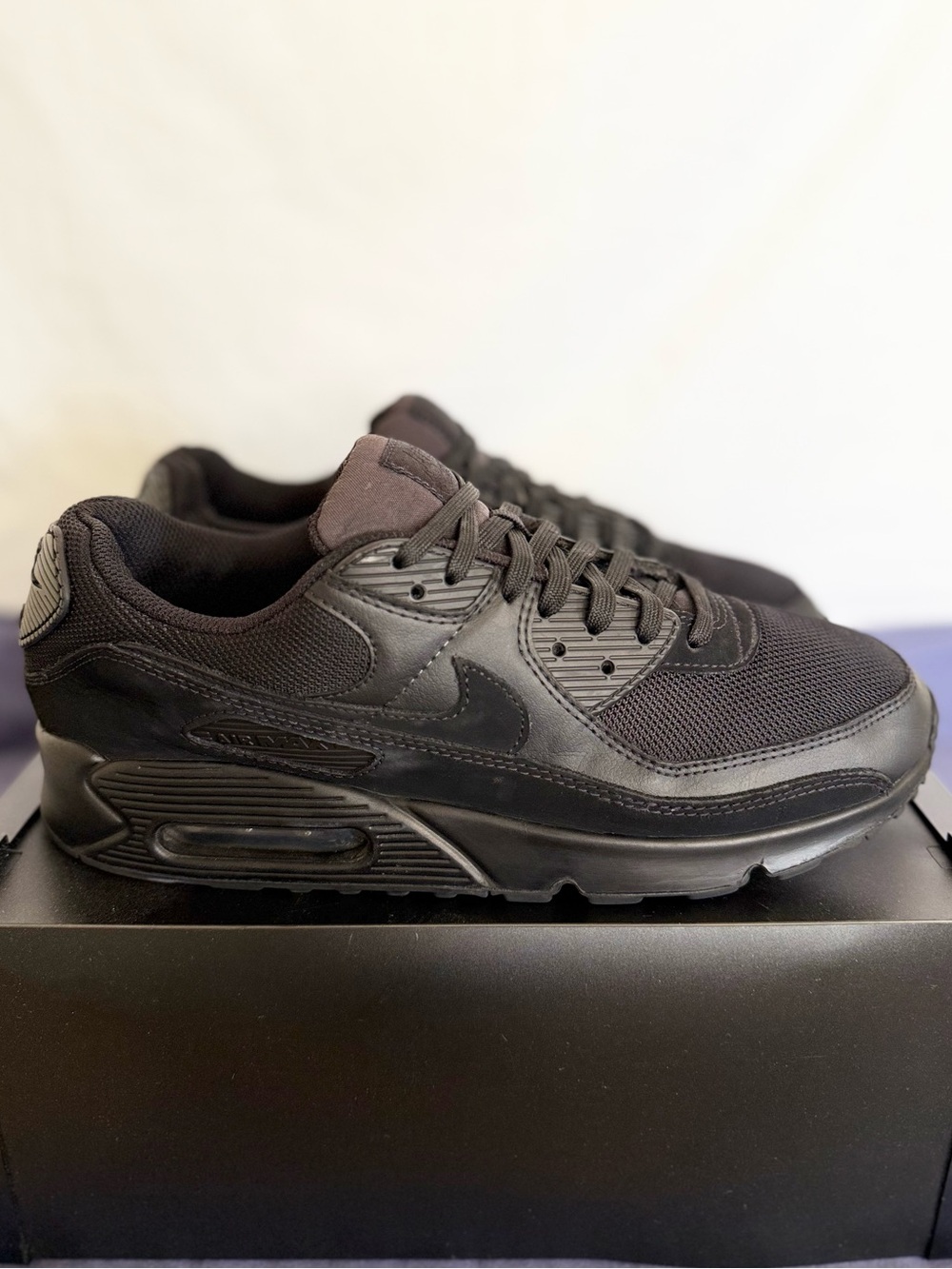 AUTHENTIC Nike Air Max 90 Recraft Triple Black size 11 CN8490-003 2022 PRE-OWNED